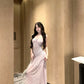 Purple suspender dress beautiful waist a-line beach dress R0587