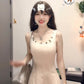 White sleeveless vest dress gentle style waist slim hip skirt R0589