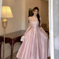 Square neck suspender dress sexy sleeveless vest waist slim fit high-end dress skirt R1482