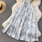 Gentle floral suspender skirt 2025 new forest waist holiday beach skirt R2343