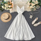 Gentle style long skirt 2025 new backless lace-up waist suspender dress R2354