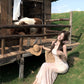 Pink floral suspender dress, beautiful waist, slim fit, hip fishtail skirt R0631