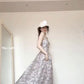 Floral suspender dress new style beautiful waist temperament long dress R0590