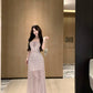 Purple suspender dress beautiful waist a-line beach dress R0587