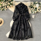 Palace style dress 2025 new embroidery hollow flower slim fit medium long dress R2155