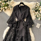 High-end dress 2025 new French splicing fake two-piece temperament long dress R2153