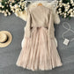 Chanel style high-end suit short cardigan jacket suspenders mesh dress two-piece suit R2145