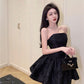 French Hepburn style high-end puffy short skirt 2025 summer new sexy tube top dress R3793