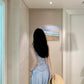 Holiday style blue lace halter neck dress gentle temperament waist A-line long skirt R0883
