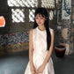 Pink jacquard vest dress gentle temperament waist A-line short skirt R0826