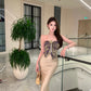 Temperament exquisite tube top halter neck dress beautiful waist hip skirt R0858