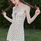 French Girl Knitted Cardigan Floral Stretch Ruffled Suspender Dress Set Homecoming Dress R5161