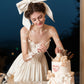 French Princess Dress White Sleeveless Herringbone Dress Homecoming Dress R5162