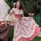 French Pastoral Retro Lace Print Herringbone Long Sleeve Dress Homecoming Dress R5165