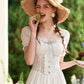 French pastoral white big swing fishbone dress long little white dress homecoming dress R5155