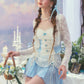 French fresh and sweet design suspender skirt cardigan three-piece homecoming dress R5164