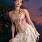 French sweet suspender suit fishbone corset waist slim lace skirt short homecoming dress R5150