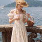 French design pastoral style printed slim fishbone corset dress homecoming dress R5163