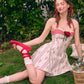 French pastoral red halter dress short petite homecoming dress R5152