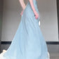 Gentle temperament white one-shoulder top a-line skirt two-piece set R0808