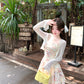 Holiday girl waist suspender lace floral dress beautiful summer skirt R3911