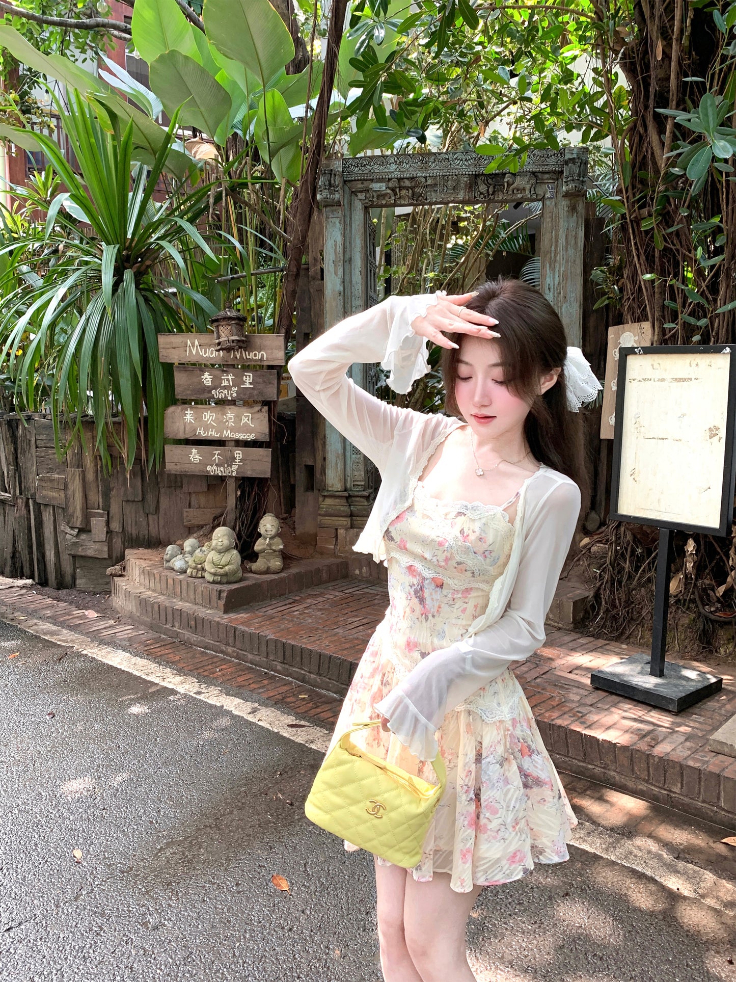 Holiday girl waist suspender lace floral dress beautiful summer skirt R3911