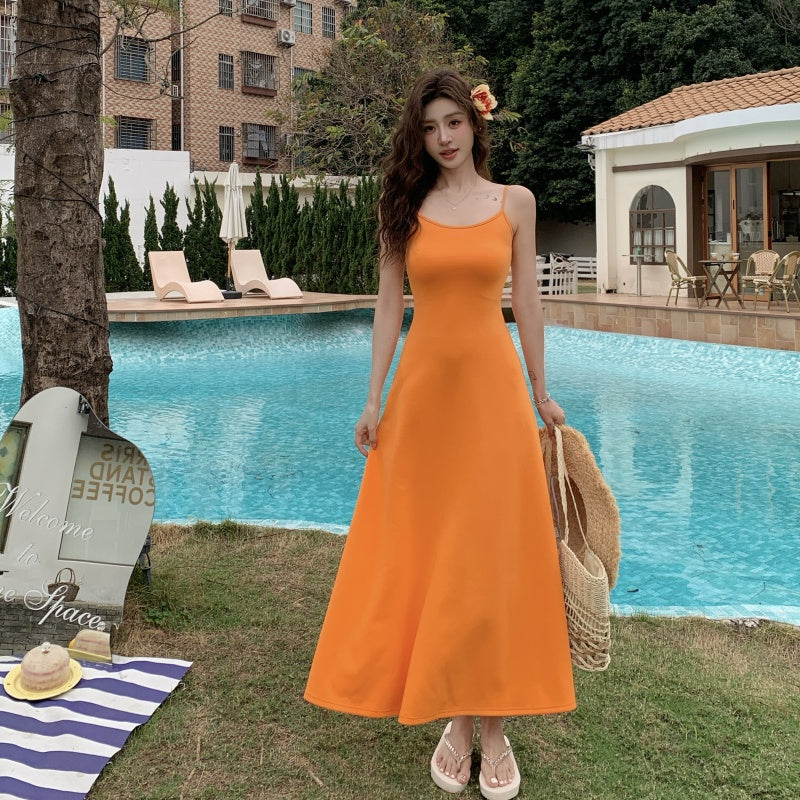 Sexy dress knitted suspender long skirt bottoming slim temperament holiday skirt R1008