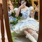 Sweet design sweetheart lolita dress bride bow waist slim flying sleeves puffy princess dress R1680