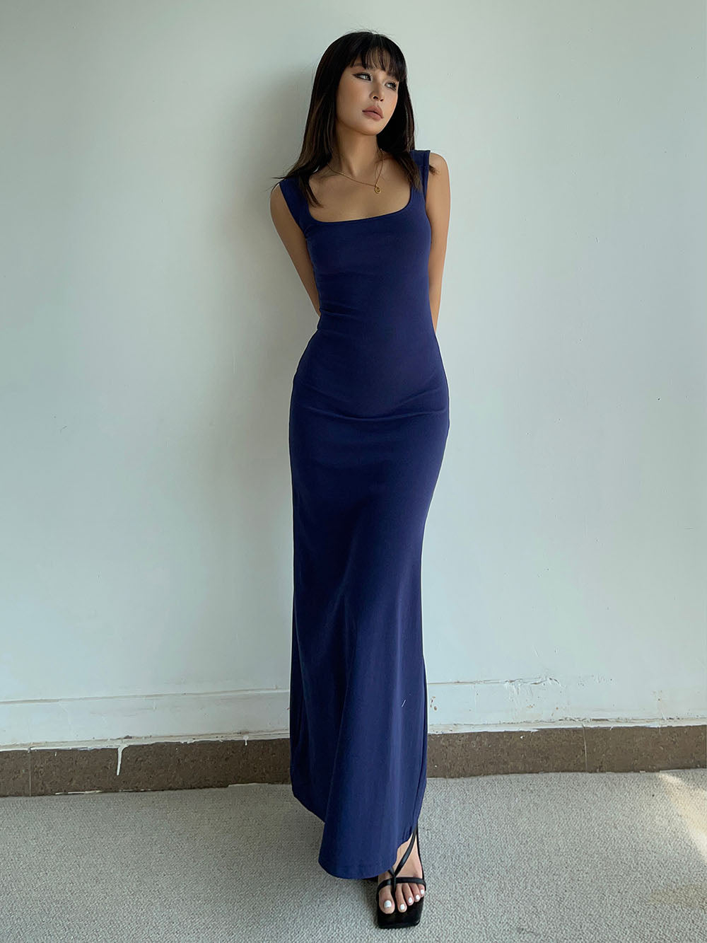 Temperament high-grade pure desire style suspender long skirt female summer new hip fishtail dress R3047