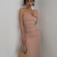 Temperament big backless waist suspender dress women's summer sexy long hip skirt R3077
