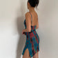 Pure desire tie-dyed double-layer mesh print slim-fitting suspender dress with hip skirt R3071