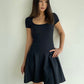 Elastic sexy low-cut square neck waist dress new summer style temperament slim ballet skirt R3073