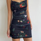 American retro pure desire hot girl small floral slut collar mesh suspender skirt waist hip dress R3085