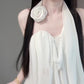 A complete set of pure and relaxed white halter top and short skirt two-piece suit R0833