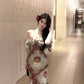 Retro tube top floral dress beautiful waist slim hip skirt R0573