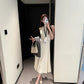 White hollow sleeveless knitted dress waist slim long skirt 2025 new R0580