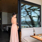 Gentle temperament V-neck halter dress unique waist A-line beach dress R0576