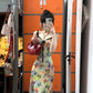 Floral suspender dress with gentle temperament, slim waist and hip skirt R0574