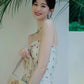 2025 new seaside holiday long dress French retro embroidery print tube top high waist dress backless R0138