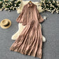 High-grade hollow lace splicing lantern long-sleeved shirt + high-waisted slim-fitting skirt R2258