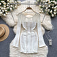 Sexy hollow thin long-sleeved knitted short skirt slimming and thin pure hot girl backless dress R2254