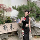 New Chinese retro stand collar dress with beautiful temperament and floral slim long skirt R0877
