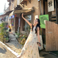 Sleeveless vest floral dress beautiful holiday style loose temperament long dress R0753