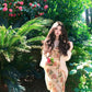 Tea break French floral dress gentle temperament beautiful hip long skirt R0636