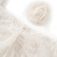 Fragrant mist white tea temperament flower snowflake velvet splicing design skirt dress R0050