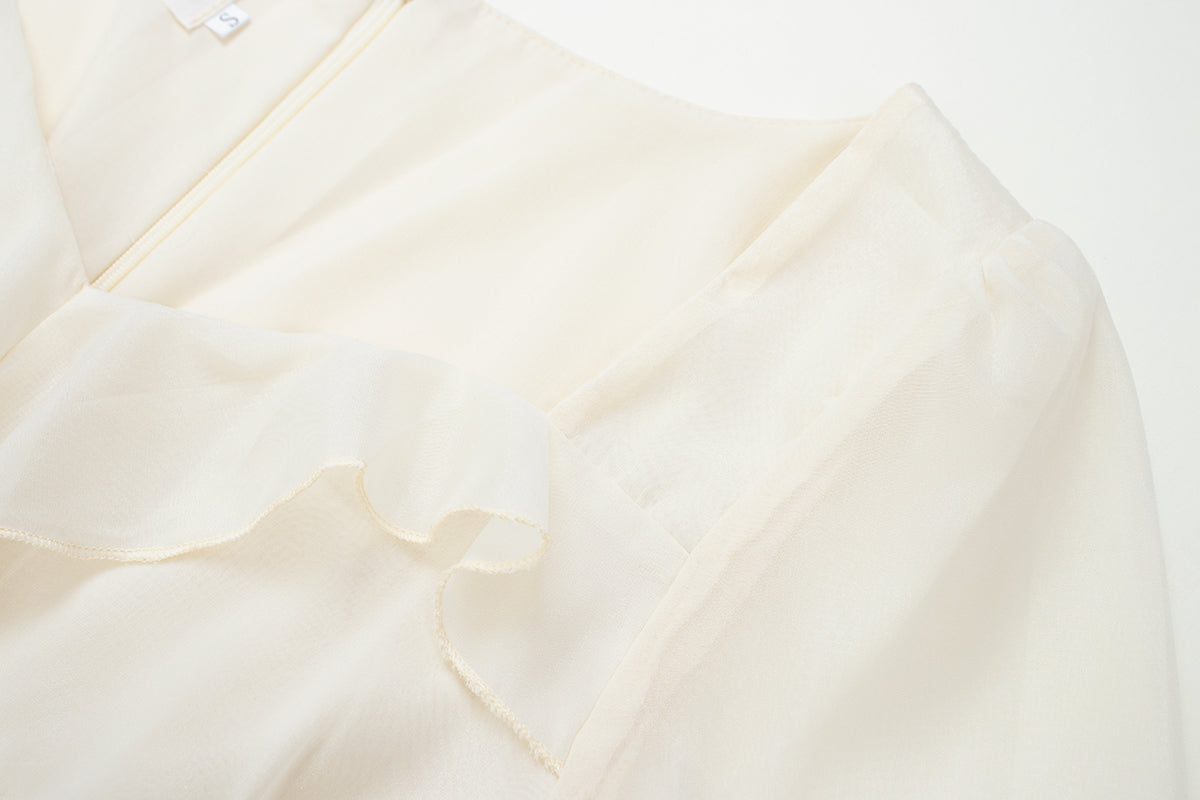 Gentle style 2025 new spring and autumn waist fairy long-sleeved dress R0034