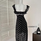 Tea break French retro polka dot dress 2025 new holiday slim temperament long dress R0041