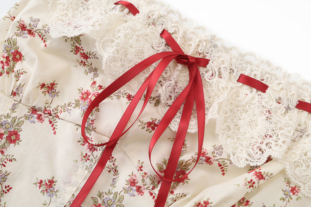 Tea break French lace floral suspender dress 2025 new princess puffy skirt R0025