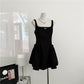Sexy hot girl little black dress Hepburn style square neck suspender dress French high-end dress R0029