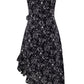 Bevel floral suspender dress French style slim waist long dress for women summer irregular R0031